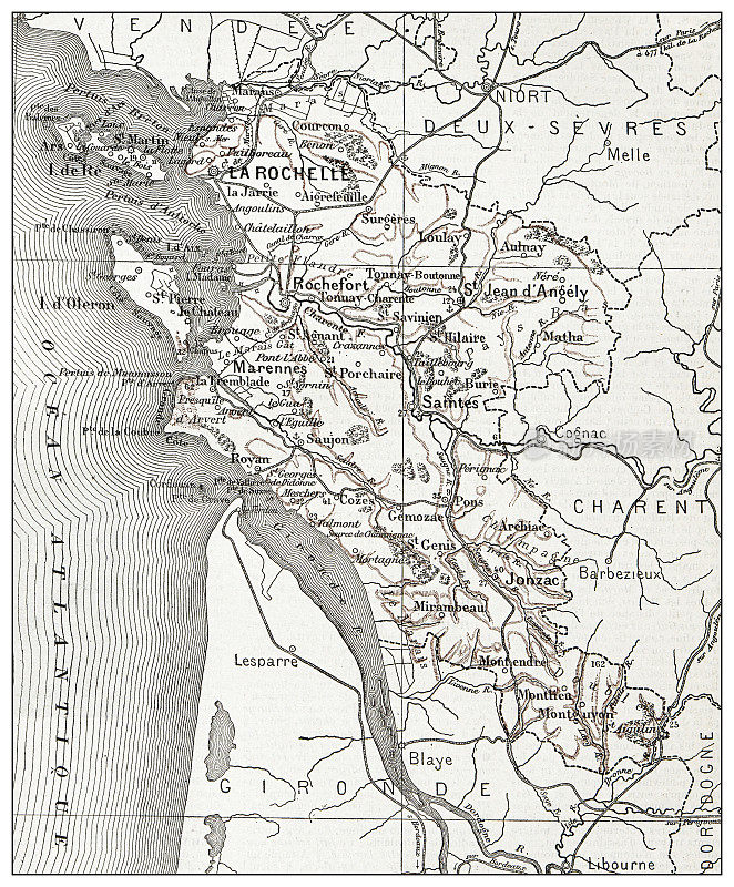 法国古地图La Charente Inferieure (département)